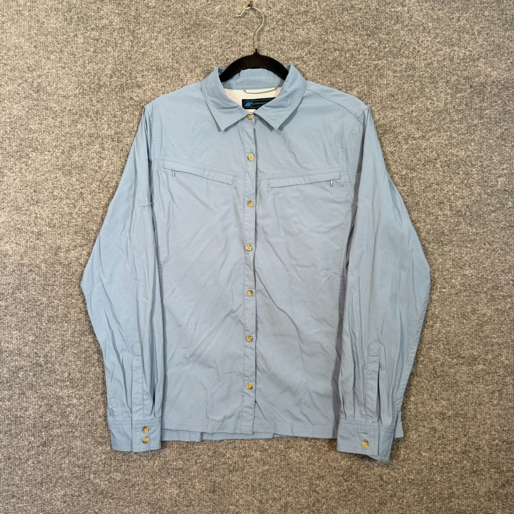 Eastern Mountain Sports Shirt Womens Large Blue Vented Outdoor Fishing Hiking